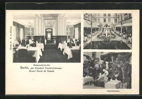 AK Berlin, Restaurant Grand Hotel de Russie, Gartenterasse, Georgenstrasse
