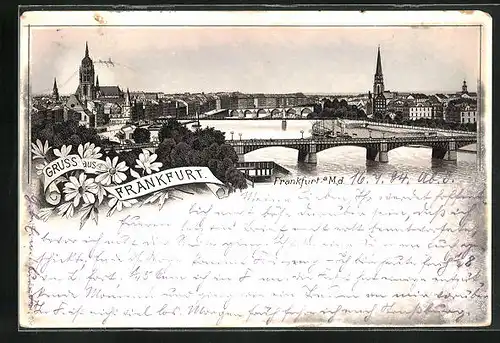 Vorläufer-Lithographie Alt-Frankfurt, Panorama 1894