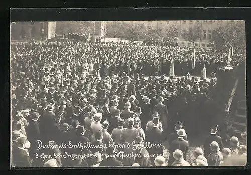 Foto-AK München-Schwabing, Denkmals-Enthüllung in der Infanteriestrasse