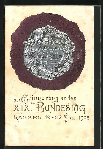 Präge-Künstler-AK Kassel, Erinnerung an den XIX. Bundestag 1902, Deutscher Rad-Fahrer Bund