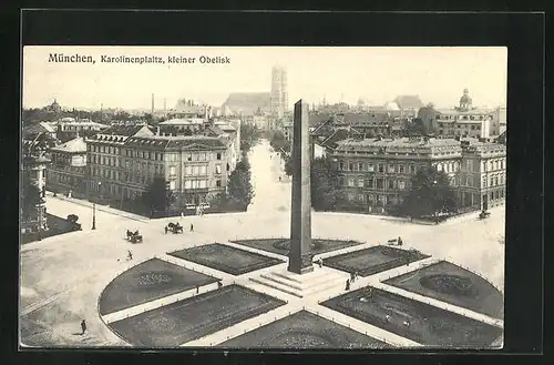 AK München, Karolinenplatz mit kleinem Obelisken