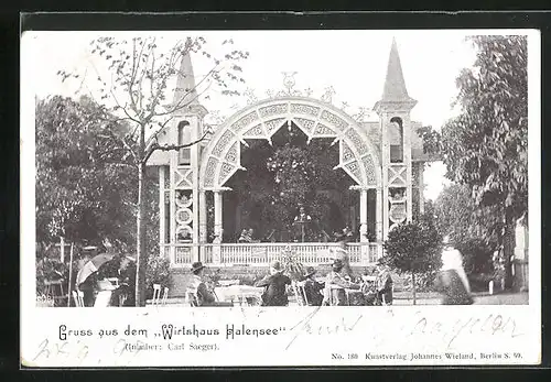 AK Berlin-Halensee, Bühne des Gasthauses Halensee