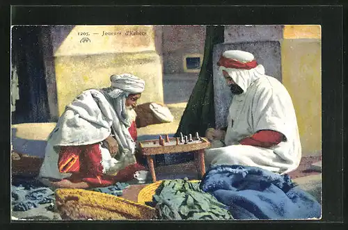 AK Joueurs d`Echecs, Arabische Männer sitzen bei einem Schachspiel