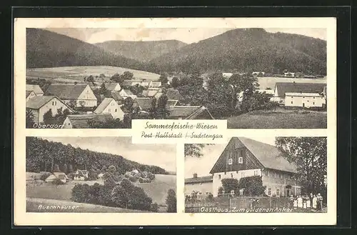 AK Wiesen, Buschhäuser, Gasthaus zum goldenen Anker, Panorama