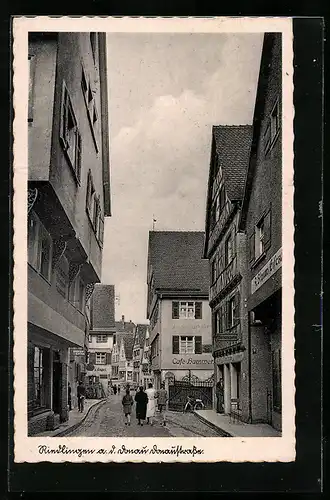 AK Riedlingen a. D., Donaustrasse mit Cafe Hammer