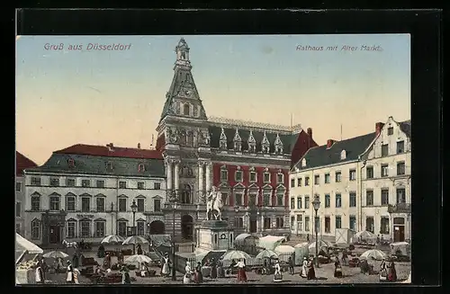 AK Düsseldorf, Rathaus mit Altem Markt