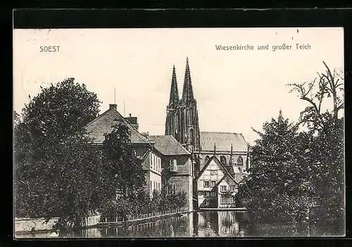 AK Soest, Wiesenkirche und grosser Teich