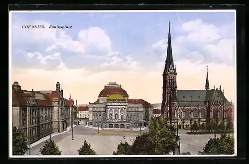 AK Chemnitz, Königsplatz aus der Vogelschau