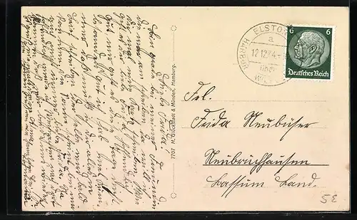 AK Buxtehude, Wanderer auf der Landstrasse