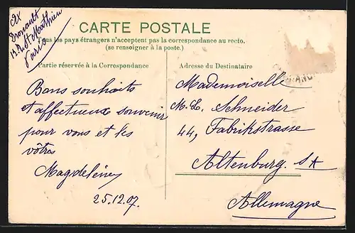 AK Hufeisen mit Stechpalmenzweig, Heureux Noel