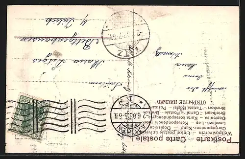 AK Pfingstgruss, Kinder pfeifen auf Grashalmen, Maikäfer