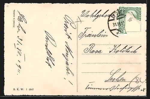 AK Kinder haben einen Schneemann gebaut, Glückliches Neujahr