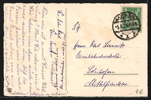 AK Maikäfer auf einem Birkenast, Pfingsten