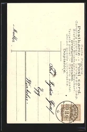 AK Blondes Mädchen wünscht Prosit Neujahr, Kalenderblatt vom 1. Januar, Körbe voller Kleeblätter