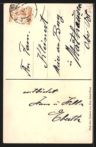 AK Prosit Neujahr!, Neujahrsengel mit Schwein und Mädchen