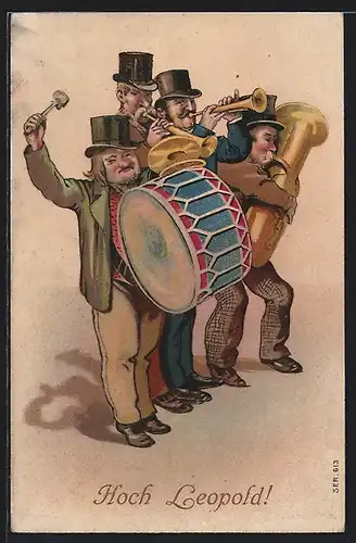 AK Namenstagsgruss mit Pauken und Trompeten