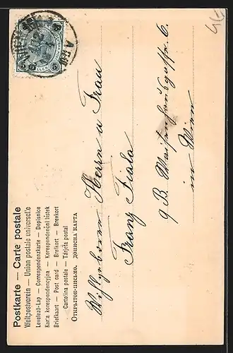 AK Osterhase mit Eierkorb wird spazierengeführt von einem kleinen Mädchen