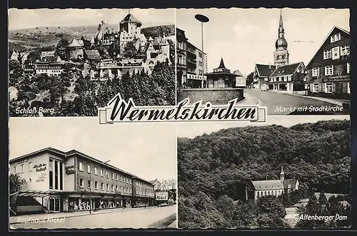 AK Wermelskirchen, Markt mit Stadtkirche, Kaufhaus Nickel, Altenberger Dom