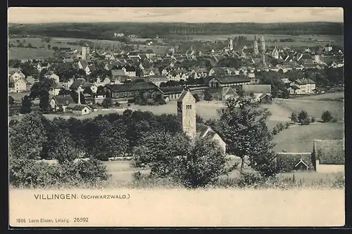 AK Villingen /Schwarzwald, Blick über die Dächer der Stadt