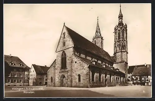 AK Villingen i. Schwarzwald, Münster mit Vorplatz