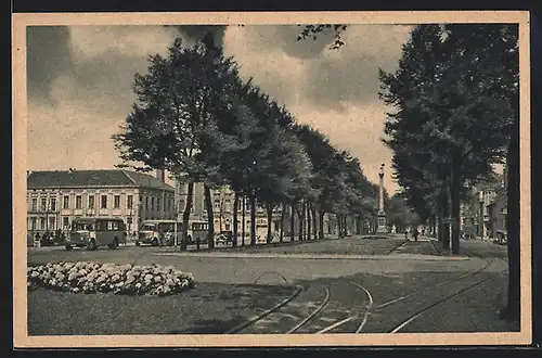 AK Crefeld, Ostwall mit Corneliussäule