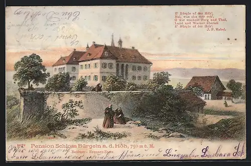 Künstler-AK Schliengen, Pension Schloss Bürgeln a. d. Höh