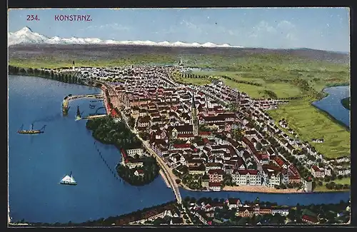 AK Konstanz, Totalansicht aus der Vogelschau