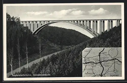 AK Hermsdorf / Thür., Teufelstalbrücke, Gesamtansicht