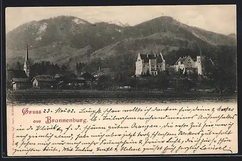 AK Brannenburg, Ortsansicht mit Kirche