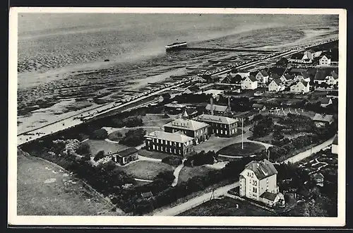 AK Duhnen, Blick auf das Nordseebad vom Flugzeug aus