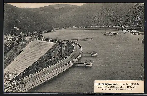 AK Gemünd / Eifel, Urfttalsperre aus der Vogelschau