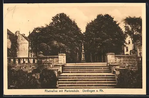 AK Uerdingen a. Rh., Rheinallee mit Mariensäule