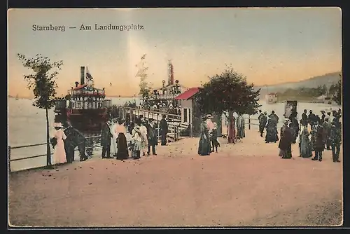 AK Starnberg, Dampfer am Landungsplatz