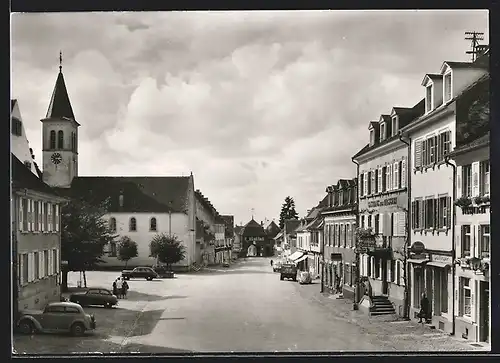 AK Sulzburg / Schwarzwald, Strassenpartie mit Kirche