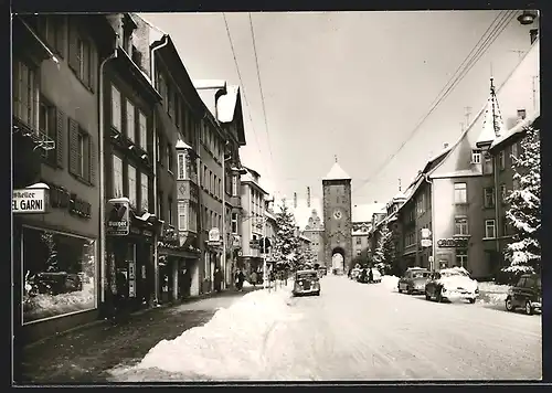 AK Villingen /Schwarzwald, Die Obere Strasse im Winter