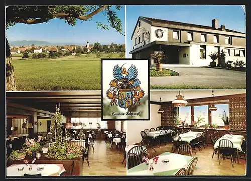 AK Neustetten-Remmingsheim, Brauereigaststätte Krone, Ortsansicht und Wappen