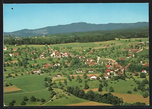 AK Oberwil-Lieli, Ortsansicht mit Uetliberg, Fliegeraufnahme