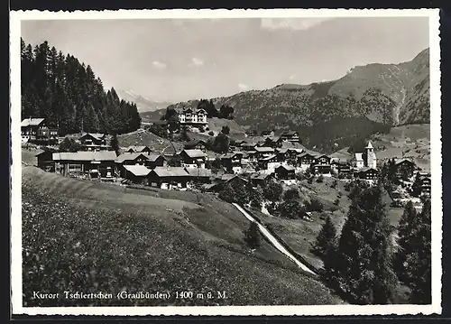 AK Tschiertschen, Ortsansicht im Frühling