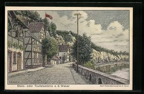 AK Pegestorf, Gasthaus Teufelsmühle an der Weser