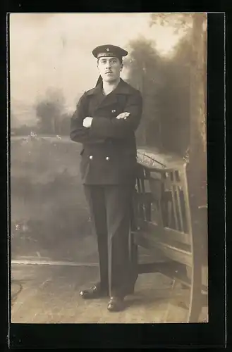 AK Marinesoldat in Uniform mit Mützenband der I. Halbflottille