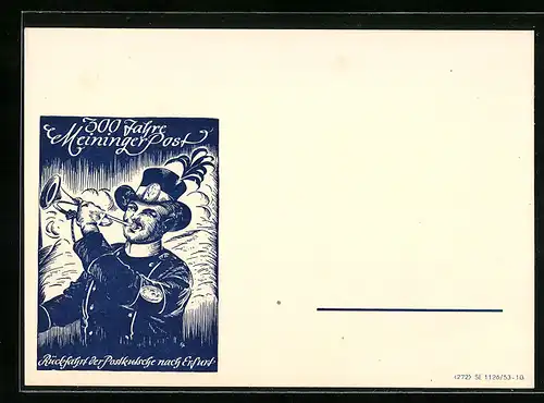 AK Meiningen, 300 Jahre Meininger Post, Briefträger mit Posthorn