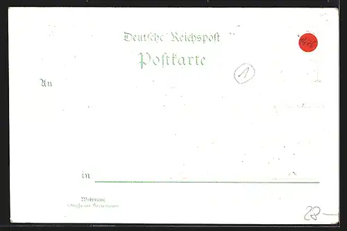 Lithographie Elbingerode /Harz, Büchenberg, Kriegerdenkmal, Figur mit Eichenkranz und Tanne, Totalansicht