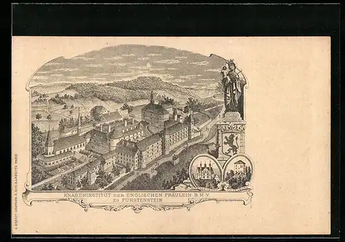 Lithographie Fürstenstein, Knabeninstitut der englischen Fräulein B. M. V.