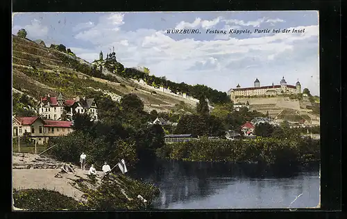 AK Würzburg, Festung Käppele, Partie bei der Insel