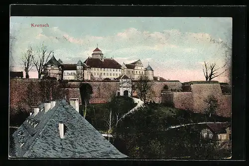 AK Kronach, Blick auf die Stadtmauer