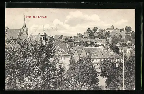 AK Kronach, Gesamtansicht der Stadt mit Blick zur Kirche
