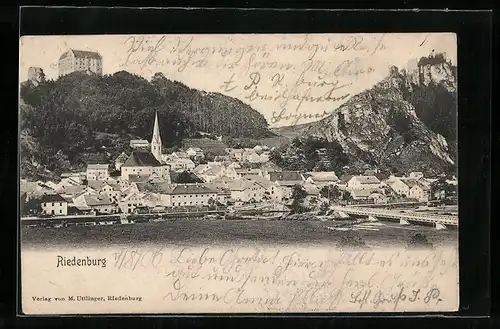 AK Riedenburg, Gesamtansicht mit dem Schloss darüber