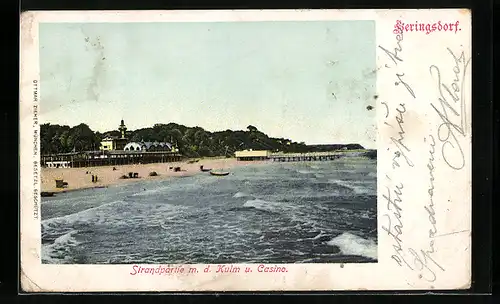 AK Heringsdorf, Strandpartie m. d. Kulm und Casino