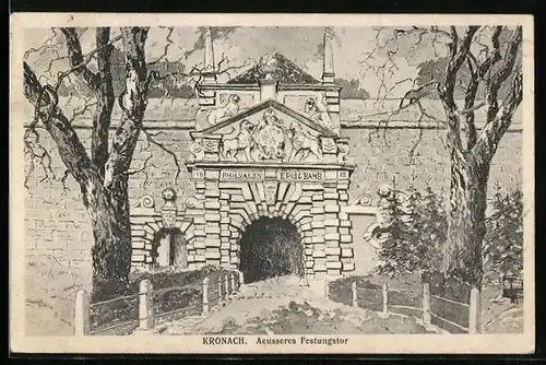 Künstler-AK Kronach, das Aeussere Festungstor