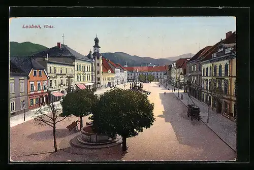AK Leoben, Platz mit Denkmal